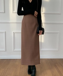 バックスリットハイウエストメルトンタイトスカート