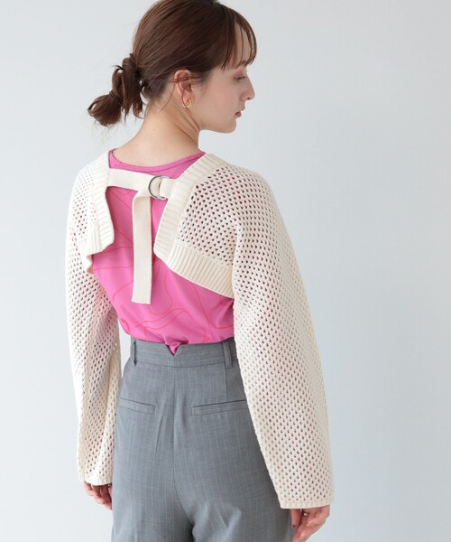 Ray BEAMS(レイビームス)の「Ray BEAMS / メッシュ アーム ボレロ(ニット/セーター・レディース・オフホワイト/ブルー/ブラック・ONE SIZE)」の14枚目の写真