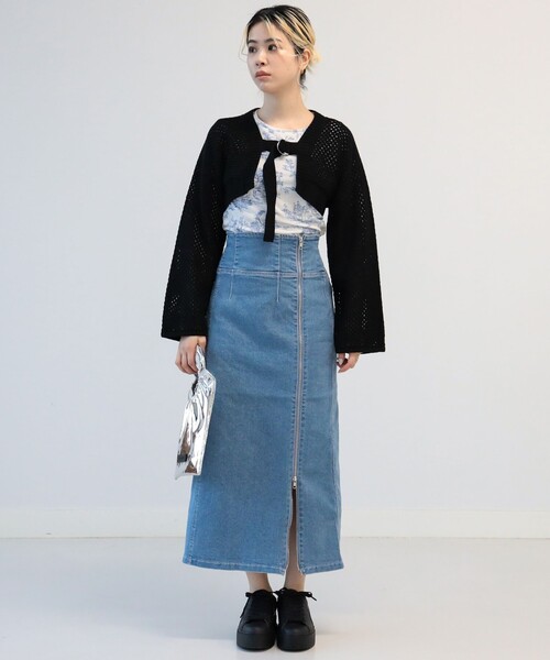 Ray BEAMS(レイビームス)の「Ray BEAMS / メッシュ アーム ボレロ(ニット/セーター・レディース・オフホワイト/ブルー/ブラック・ONE SIZE)」の16枚目の写真