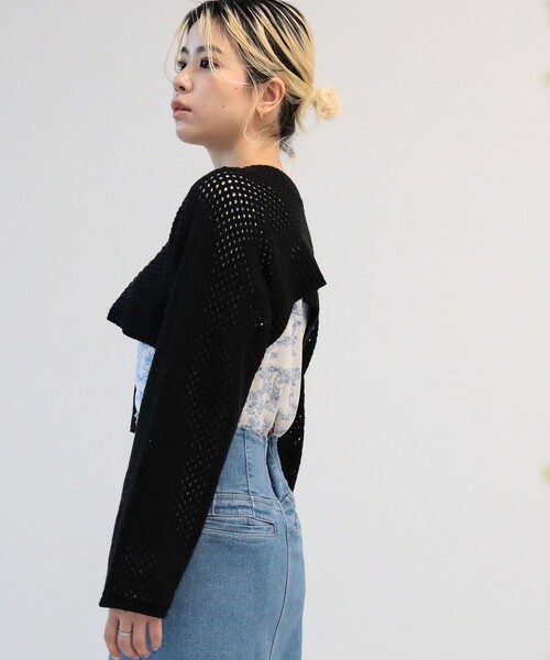Ray BEAMS(レイビームス)の「Ray BEAMS / メッシュ アーム ボレロ(ニット/セーター・レディース・オフホワイト/ブルー/ブラック・ONE SIZE)」の18枚目の写真