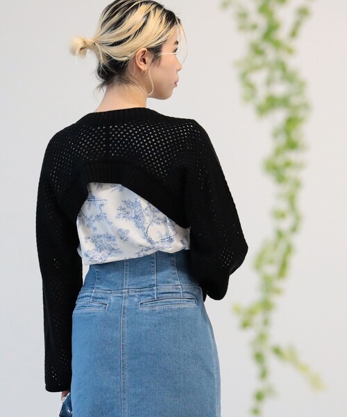 Ray BEAMS(レイビームス)の「Ray BEAMS / メッシュ アーム ボレロ(ニット/セーター・レディース・オフホワイト/ブルー/ブラック・ONE SIZE)」の19枚目の写真