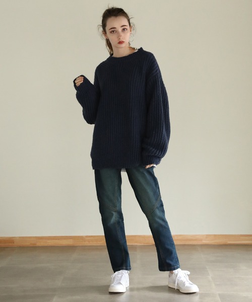 aity(アイティ)の「ウエストリブデニムサルエルパンツ(デニムパンツ・レディース・ブルー/ワンウォッシュ/ネイビー・M)」の5枚目の写真