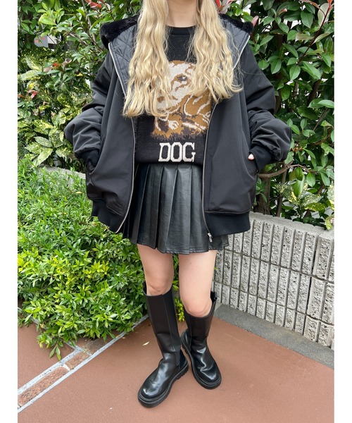 PHILLY（フィリー）の「フード付ボリュームMA-1（MA-1・レディース・グリーン系その他/グリーン×ピンク/アイボリー/ブラック・FREE）」の12枚目の写真