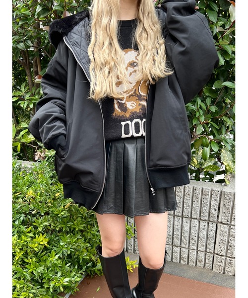 PHILLY（フィリー）の「フード付ボリュームMA-1（MA-1・レディース・グリーン系その他/グリーン×ピンク/アイボリー/ブラック・FREE）」の13枚目の写真