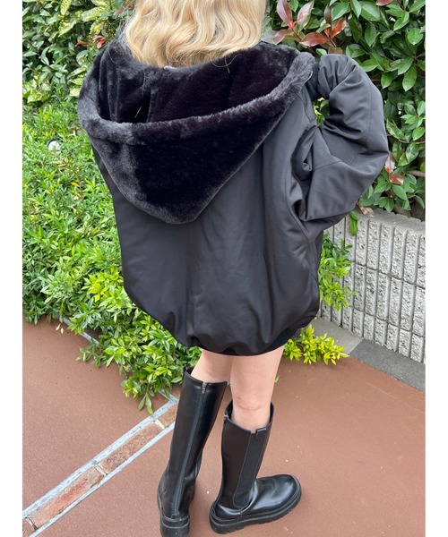 PHILLY（フィリー）の「フード付ボリュームMA-1（MA-1・レディース・グリーン系その他/グリーン×ピンク/アイボリー/ブラック・FREE）」の14枚目の写真