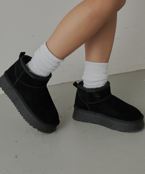 FIG&VIPER（フィグアンドバイパー）の「厚底ムートンブーツ（ブーツ・レディース・ブラック/キャメル・S/M/L）」の13枚目の写真