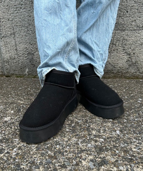 FIG&VIPER（フィグアンドバイパー）の「厚底ムートンブーツ（ブーツ・レディース・ブラック/キャメル・S/M/L）」の7枚目の写真