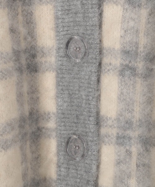 Heather（ヘザー）の「チェック柄ニットカーディガン　187356（カーディガン/ボレロ・レディース・アイボリー/グレー/グリーン/ピンク・FREE）」の10枚目の写真