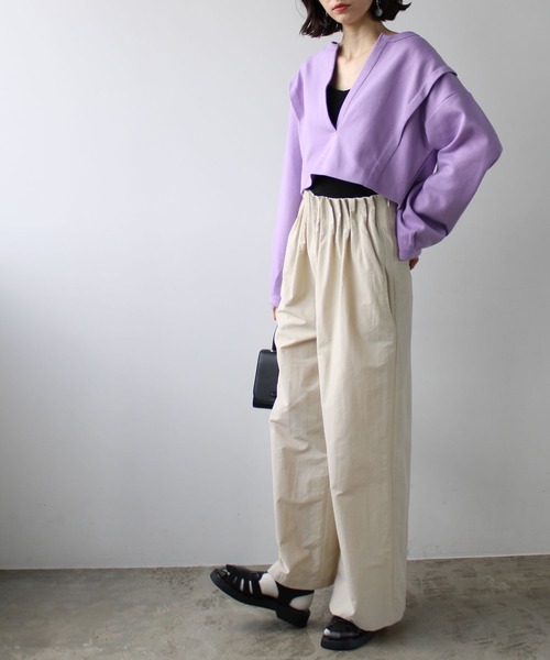 GeeRA（ジーラ）の「タックデザインストレートワイドパンツ（その他パンツ・レディース・アイボリー/ブラック/ピンク・X-LARGE/SMALL/LARGE/MEDIUM）」の4枚目の写真