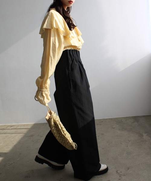 GeeRA（ジーラ）の「タックデザインストレートワイドパンツ（その他パンツ・レディース・アイボリー/ブラック/ピンク・X-LARGE/SMALL/LARGE/MEDIUM）」の10枚目の写真