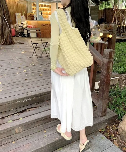 ammy.（エイミードット）の「【 ammy. / エイミードット 】 ふわふわ ぽこぽこ ワッフル トートバッグ（トートバッグ・レディース・ピンク/ホワイト/ブラック/イエロー/ブルー・FREE）」の13枚目の写真