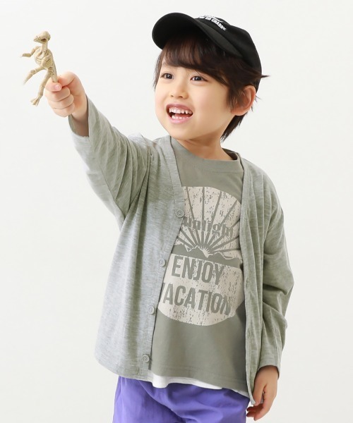 devirock（デビロック）の「UVカット カーディガン（カーディガン/ボレロ・キッズ・杢グレー/ブラック/ブルー系その他2/パープル系その他/ベージュ/オートミール/グリーン系その他/ブルー系その他・100cm/110cm/120cm/130cm/140cm/150cm/160cm）」の2枚目の写真