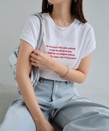 andme | ロゴ刺繍フレンチスリーブTシャツ(Tシャツ/カットソー)