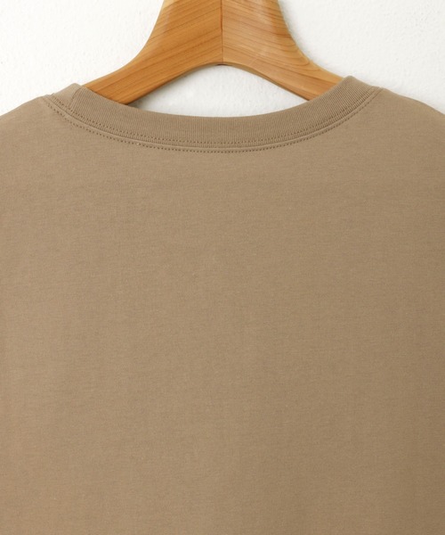 andme（アンドミー）の「ロゴ刺繍フレンチスリーブTシャツ（Tシャツ/カットソー・レディース・チャコールグレー/ベージュ/ホワイト×レッド/ホワイト×ブルー/ホワイト×グレー/ホワイト×ライム・M）」の9枚目の写真