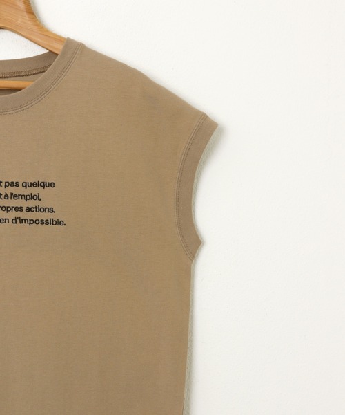andme（アンドミー）の「ロゴ刺繍フレンチスリーブTシャツ（Tシャツ/カットソー・レディース・チャコールグレー/ベージュ/ホワイト×レッド/ホワイト×ブルー/ホワイト×グレー/ホワイト×ライム・M）」の10枚目の写真