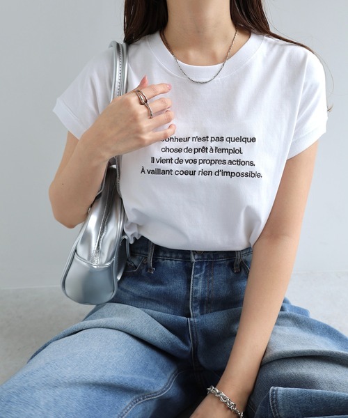 セール】エンブロイダリーロゴフレンチスリーブTシャツ（Tシャツ