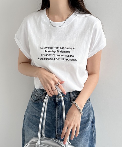 セール】エンブロイダリーロゴフレンチスリーブTシャツ（Tシャツ