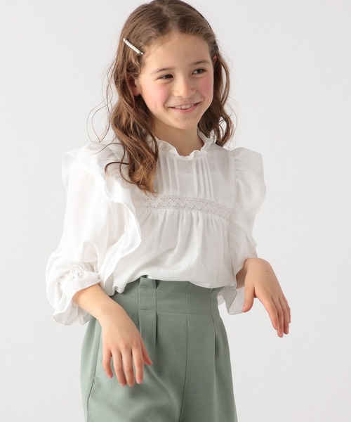GLOBAL WORK(グローバルワーク)の「イージーケア/フリルブラウス/185907(シャツ/ブラウス・キッズ・ホワイト・140cm/150cm/120cm/110cm/130cm/100cm/160cm)」の4枚目の写真
