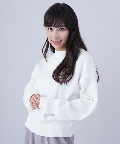 cloenc(クロエンス)の「◆ミラノリブ袖ボリュームニット(ニット/セーター・レディース・ブラック/ダークグレー/ホワイト系・00)」の2枚目の写真