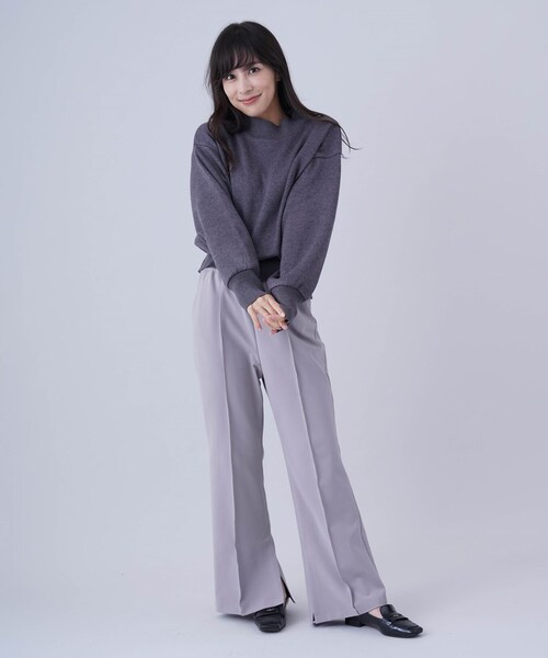 cloenc(クロエンス)の「◆ミラノリブ袖ボリュームニット(ニット/セーター・レディース・ブラック/ダークグレー/ホワイト系・00)」の7枚目の写真
