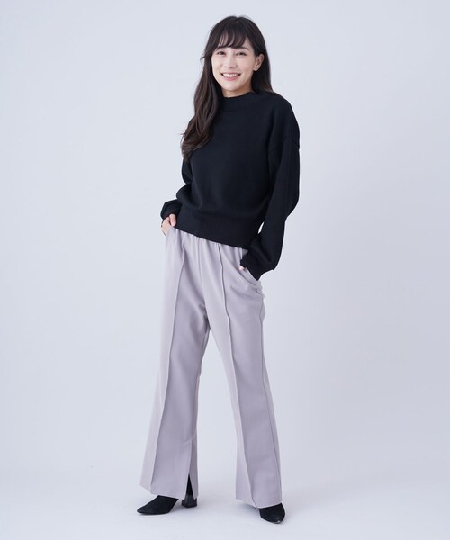 cloenc(クロエンス)の「◆ミラノリブ袖ボリュームニット(ニット/セーター・レディース・ブラック/ダークグレー/ホワイト系・00)」の14枚目の写真