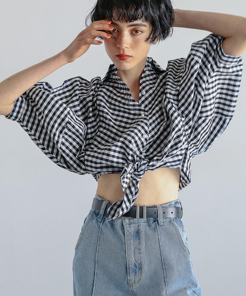 PAGEBOY（ページボーイ）の「デザインヘムブラウス（シャツ/ブラウス・レディース・チェック/オフホワイト・FREE）」の5枚目の写真