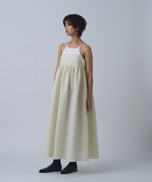 Abor（アボア）の「【Abor】ジャガードキャミドレス（ワンピース・レディース・ブラック/アイボリー・FREE）」の4枚目の写真