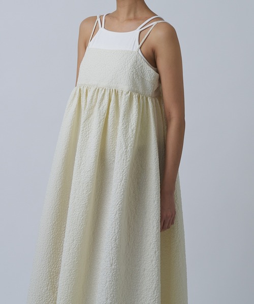 Abor（アボア）の「【Abor】ジャガードキャミドレス（ワンピース・レディース・ブラック/アイボリー・FREE）」の7枚目の写真