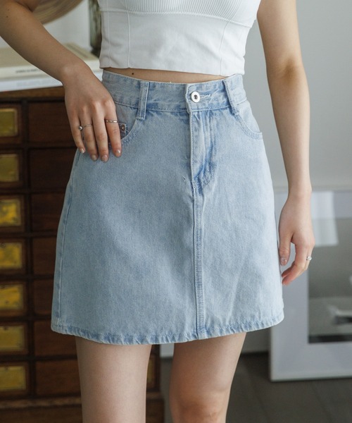 未使用❤︎ earth デニム　ミニ　スカート　台形　タイト　ブルー　パンツ Ada.（エイダ）の「☆特別プライス！今なら490円！☆デニム 台形