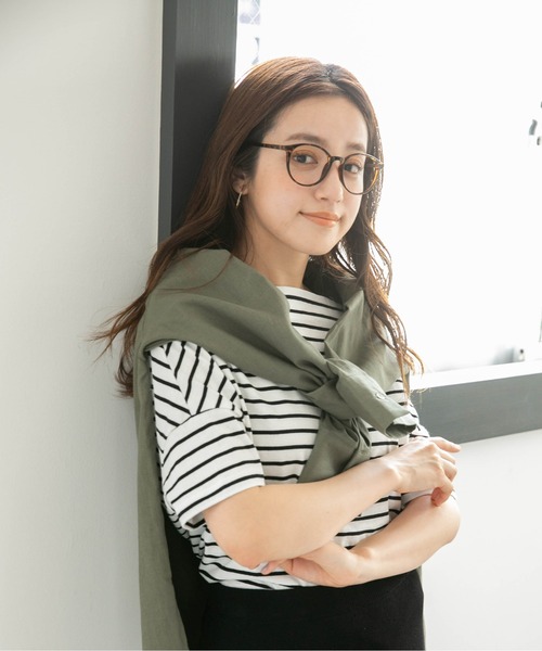 NANO universe（ナノユニバース）の「LB.04/ボーダーワイドドロップTシャツ半袖（Tシャツ/カットソー・レディース・ブラック/ピンク/オフホワイト/グリーン/ベージュ系その他/グレー系その他4・FREE）」の7枚目の写真