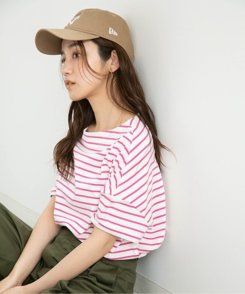 NANO universe（ナノユニバース）の「LB.04/ボーダーワイドドロップTシャツ半袖（Tシャツ/カットソー・レディース・ブラック/ピンク/オフホワイト/グリーン/ベージュ系その他/グレー系その他4・FREE）」の20枚目の写真