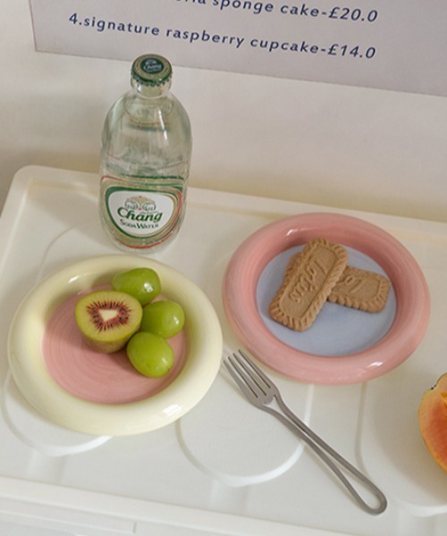 Made in I(メイドインアイ)の「バイカラーぷっくりラウンドプレート(食器・レディース・ピンク/グレー/ブラック/ホワイト/イエロー・FREE)」の11枚目の写真