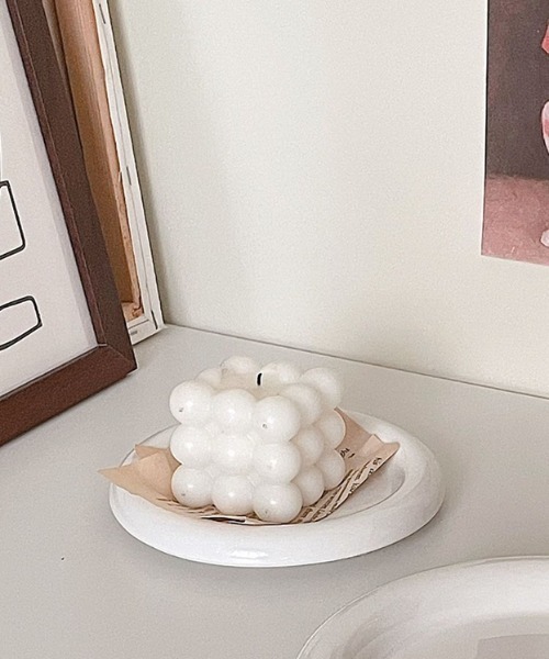 Made in I(メイドインアイ)の「バイカラーぷっくりラウンドプレート(食器・レディース・ピンク/グレー/ブラック/ホワイト/イエロー・FREE)」の9枚目の写真