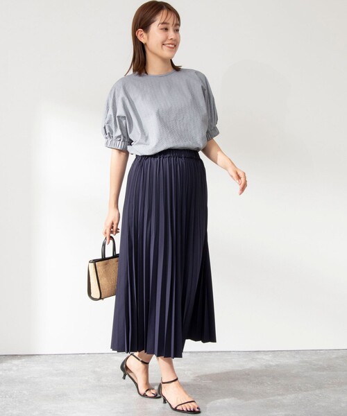 NOLLEY’S（ノーリーズ）の「プリーツスカート（スカート・レディース・ネイビー/オフホワイト/ベージュ・38/36）」の16枚目の写真