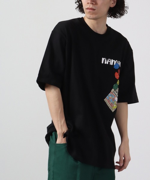RE730（アールイーセブンサーティー）の「RE730 なみおくんプリント ルーズ半袖Tシャツ（Tシャツ/カットソー・メンズ・ホワイト系その他/ブラック系その他/ブラック・XL/L/M）」の10枚目の写真