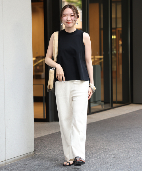 IENA（イエナ）の「TRAPAZEノースリーブＴシャツ（Tシャツ/カットソー・レディース・ホワイト/ブラック/グレー・FREE）」の4枚目の写真