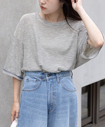 CIAOPANIC TYPY | シアーボーダー配色ステッチ半袖TEE(Tシャツ/カットソー)