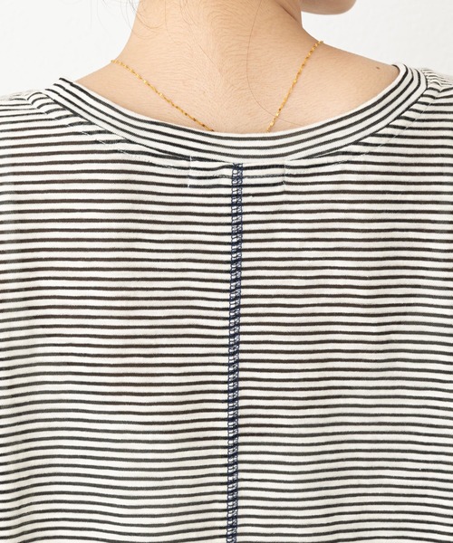 CIAOPANIC TYPY(チャオパニックティピー)の「シアーボーダー配色ステッチ半袖TEE(Tシャツ/カットソー・レディース・チャコールグレー/スカイブルー/アイボリー・ONE SIZE)」の22枚目の写真