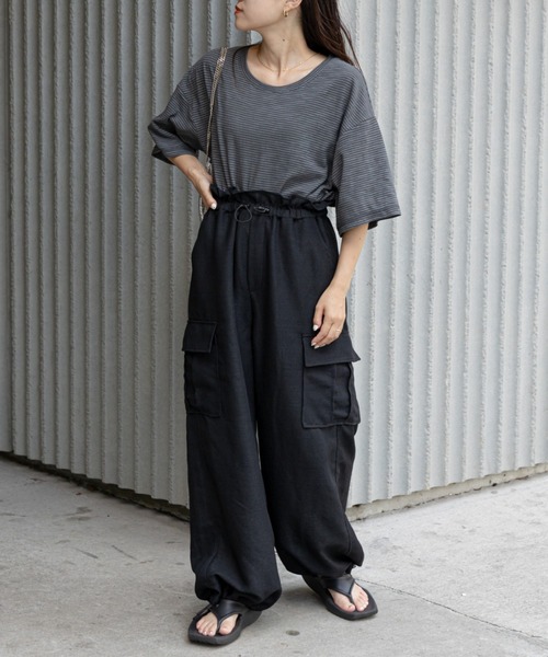 CIAOPANIC TYPY(チャオパニックティピー)の「シアーボーダー配色ステッチ半袖TEE(Tシャツ/カットソー・レディース・チャコールグレー/スカイブルー/アイボリー・ONE SIZE)」の20枚目の写真