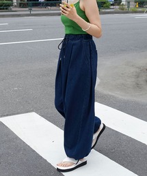 【forksy.】サイドタックワイドデニムパンツ