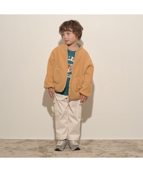 b・ROOM（ビールーム）の「【万能アウター】ボアジップジャケット（ブルゾン・キッズ・チャコール/ブルー/グリーン/マスタード/アイボリー/パープル・100cm/120cm/140cm/110cm/130cm/150cm）」の14枚目の写真