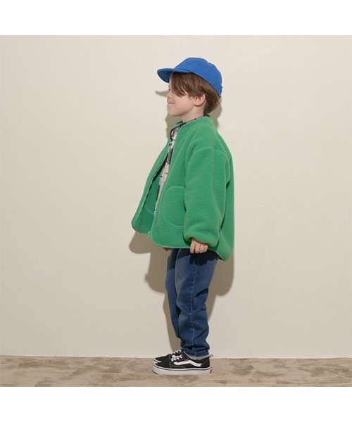 b・ROOM（ビールーム）の「【万能アウター】ボアジップジャケット（ブルゾン・キッズ・チャコール/ブルー/グリーン/マスタード/アイボリー/パープル・100cm/120cm/140cm/110cm/130cm/150cm）」の17枚目の写真