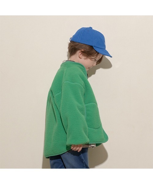 b・ROOM（ビールーム）の「【万能アウター】ボアジップジャケット（ブルゾン・キッズ・チャコール/ブルー/グリーン/マスタード/アイボリー/パープル・100cm/120cm/140cm/110cm/130cm/150cm）」の18枚目の写真