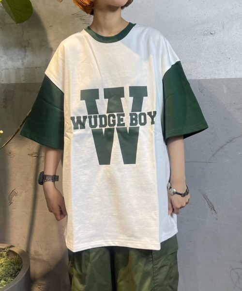 WudgeBoy（ワッジボーイ）の「W coloring TEE（Tシャツ/カットソー・レディース・オレンジ/エンジ/グレー/ブラック/ネイビー/オフホワイト・MEDIUM/LARGE）」の2枚目の写真