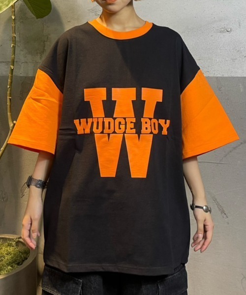 WudgeBoy（ワッジボーイ）の「W coloring TEE（Tシャツ/カットソー・レディース・オレンジ/エンジ/グレー/ブラック/ネイビー/オフホワイト・MEDIUM/LARGE）」の3枚目の写真