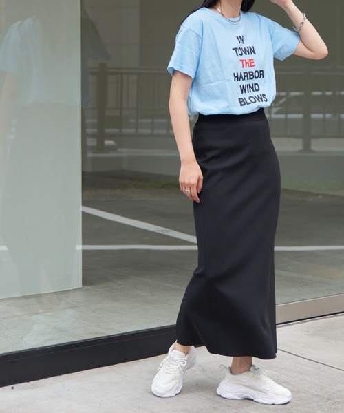 COLONY 2139(コロニートゥーワンスリーナイン)の「20/USA天竺プリント裾スリットTシャツ(Tシャツ/カットソー・レディース・ホワイト/ブラック/サックスブルー・FREE)」の9枚目の写真