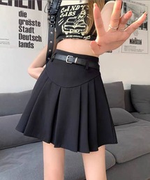 ベルト付き プリーツミニスカート
