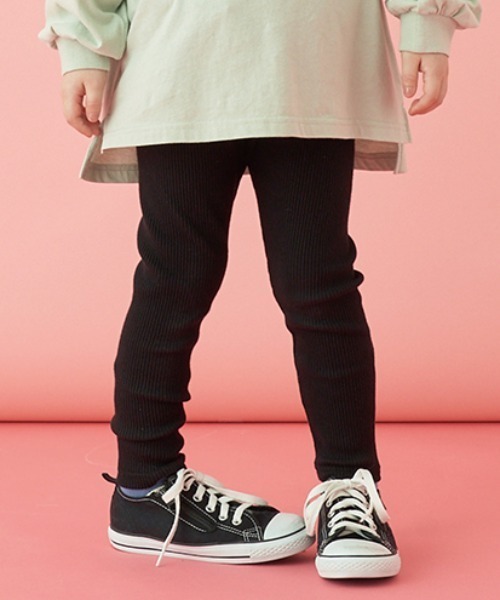 Lycee mine（リセマイン）の「アソートテレコふりふりレギンス（レギンス/スパッツ・キッズ・ブラック/グレー/ブルーグレー/トップグレー/アイボリー/レンガ/モスグリーン・100cm/110cm/120cm/130cm/140cm/150cm）」の2枚目の写真