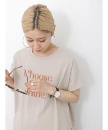 Samansa Mos2 blue | ロゴビッグTシャツ(Tシャツ/カットソー)