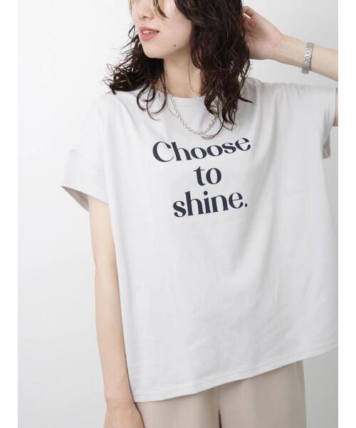 Samansa Mos2 blue（サマンサモスモスブルー）の「ロゴビッグTシャツ（Tシャツ/カットソー・レディース・グリーン/ブラック/オフホワイト/シルバーグレー/ベージュ・F）」の3枚目の写真